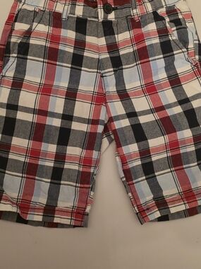 Place Red, Light Blue, Black Plaid Kids Shorts